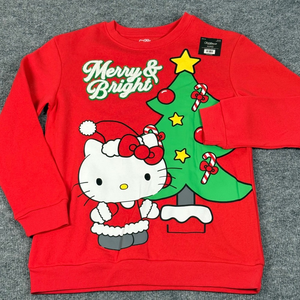 Hello Kitty Kids XL Christmas Sweatshirt Gift Holiday Festive Party Youth New